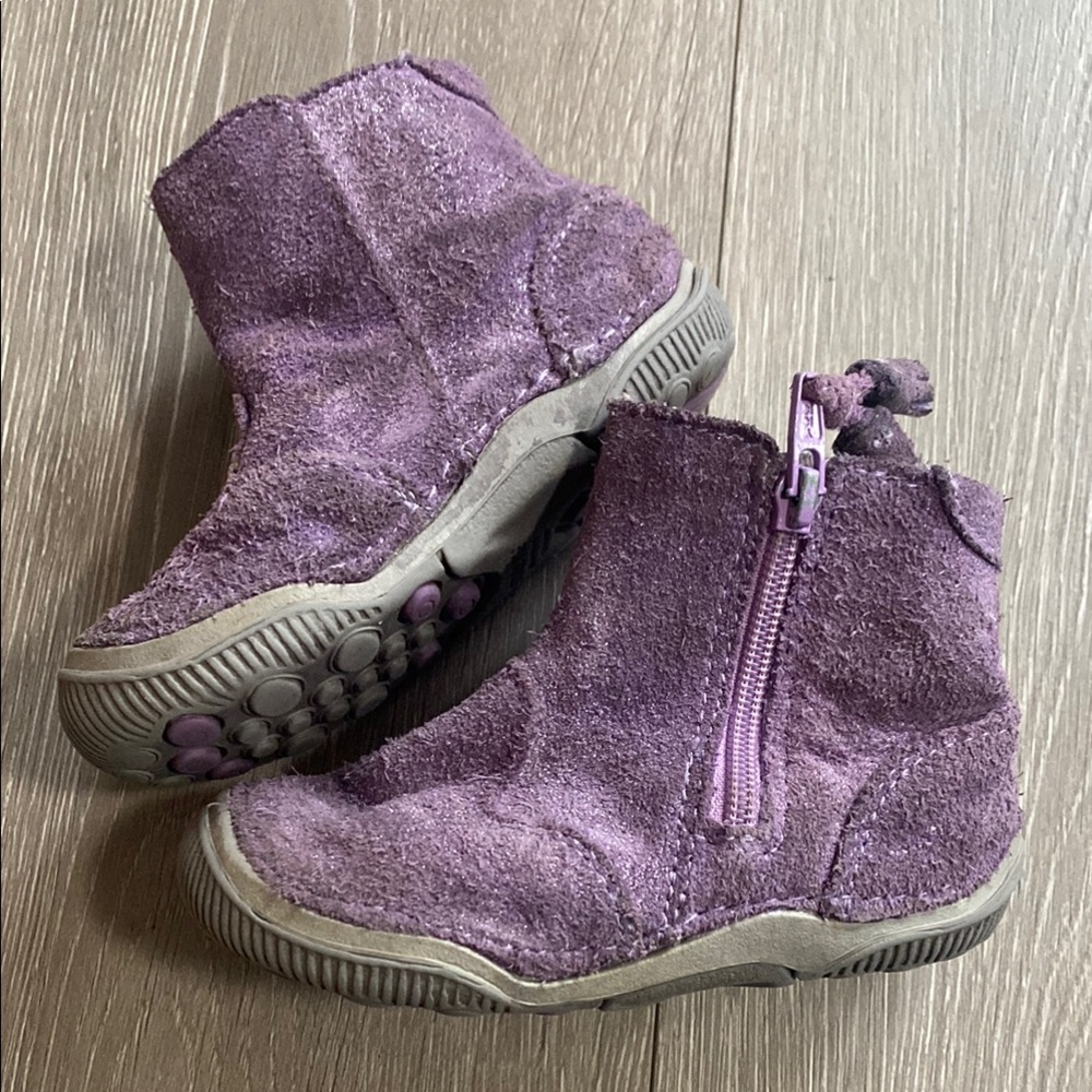 Stride Rite Purple Suede Leather Ankle Boots Toddler Sz 5.5 5.5T 5.5c sparkle 5